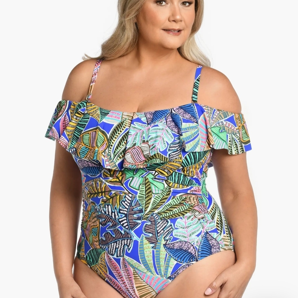 NWT Size 16 La Blanca Tropical Off-Shoulder Swimsuit